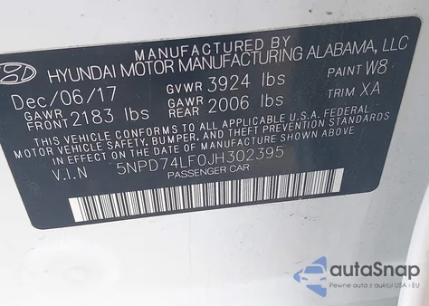 2018 Hyundai Elantra Se from USA, damaged, VIN 5NPD74LF0JH302395
